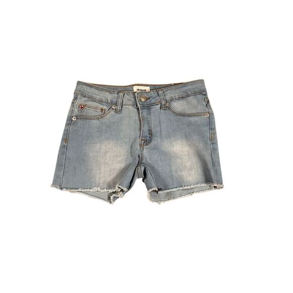 Hudson Kids Light Wash Denim Shorts Ava Stretch Frayed Hem Summer Casual Size 14 - Picture 2 of 5
